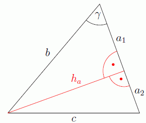 Dreieck mit Höhe innerhalb auf a